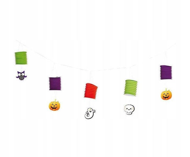 GIRLANDA LAMPIONY HALLOWEEN 2,5 M DYNIA DEKORACJA PAPIEROWA OZDOBA DUSZEK
