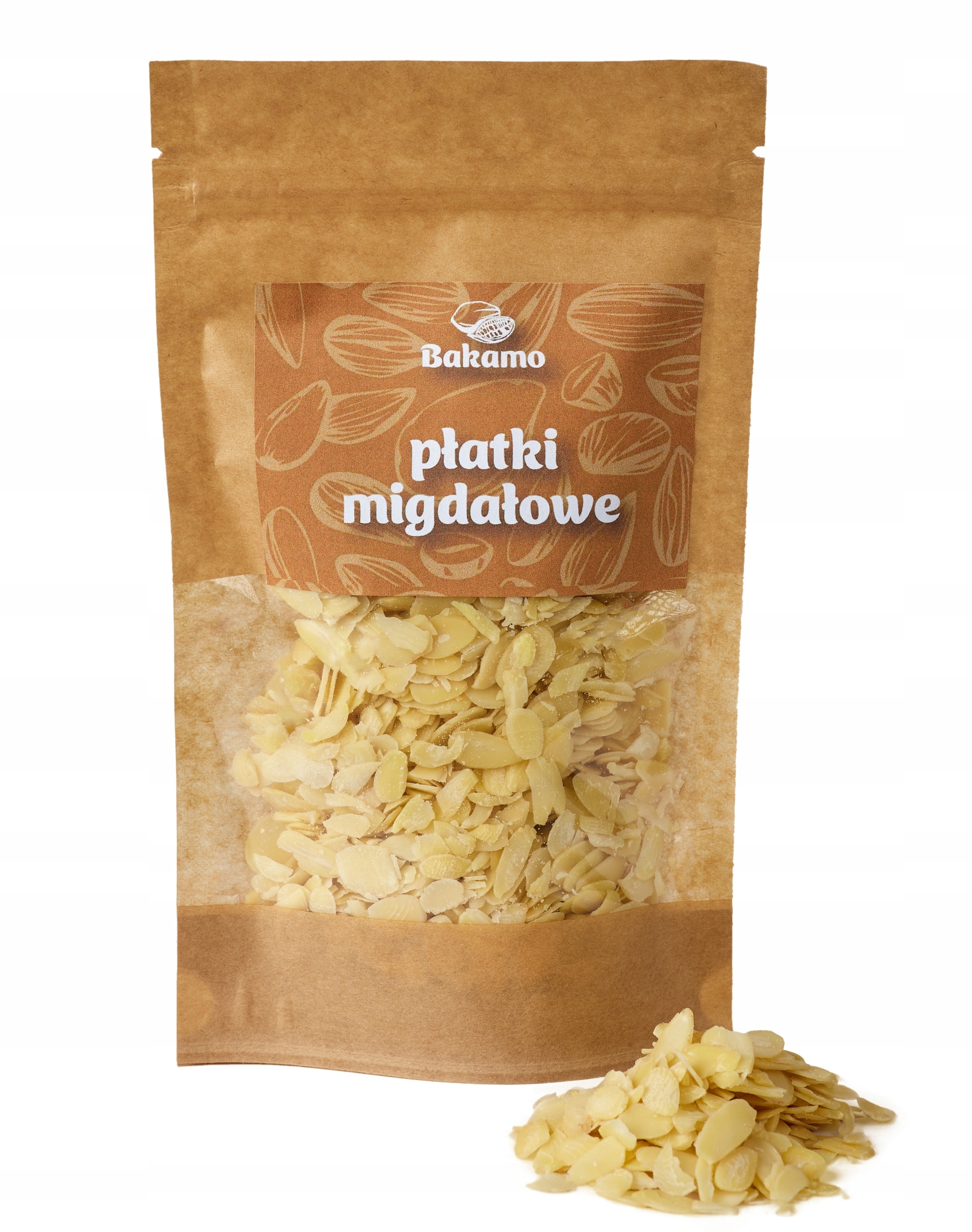 Mandle Plátky 250g madlové plátky nakrájené na čerstvé celé vločky velké Bakamo