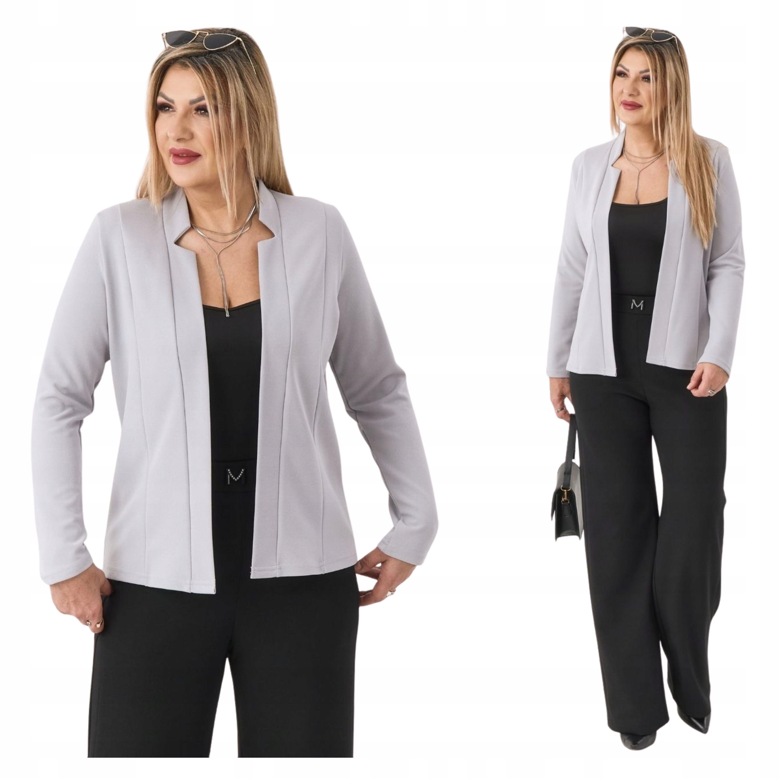 Wizytowa Narzutka Gładka Luźna Żakiet Polski Producent Duże Rozmiary