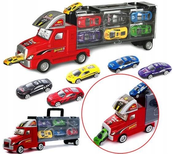 Auto LAWETA Tir WALIZKA 6x Resoraki Auta WYRZUTNIA