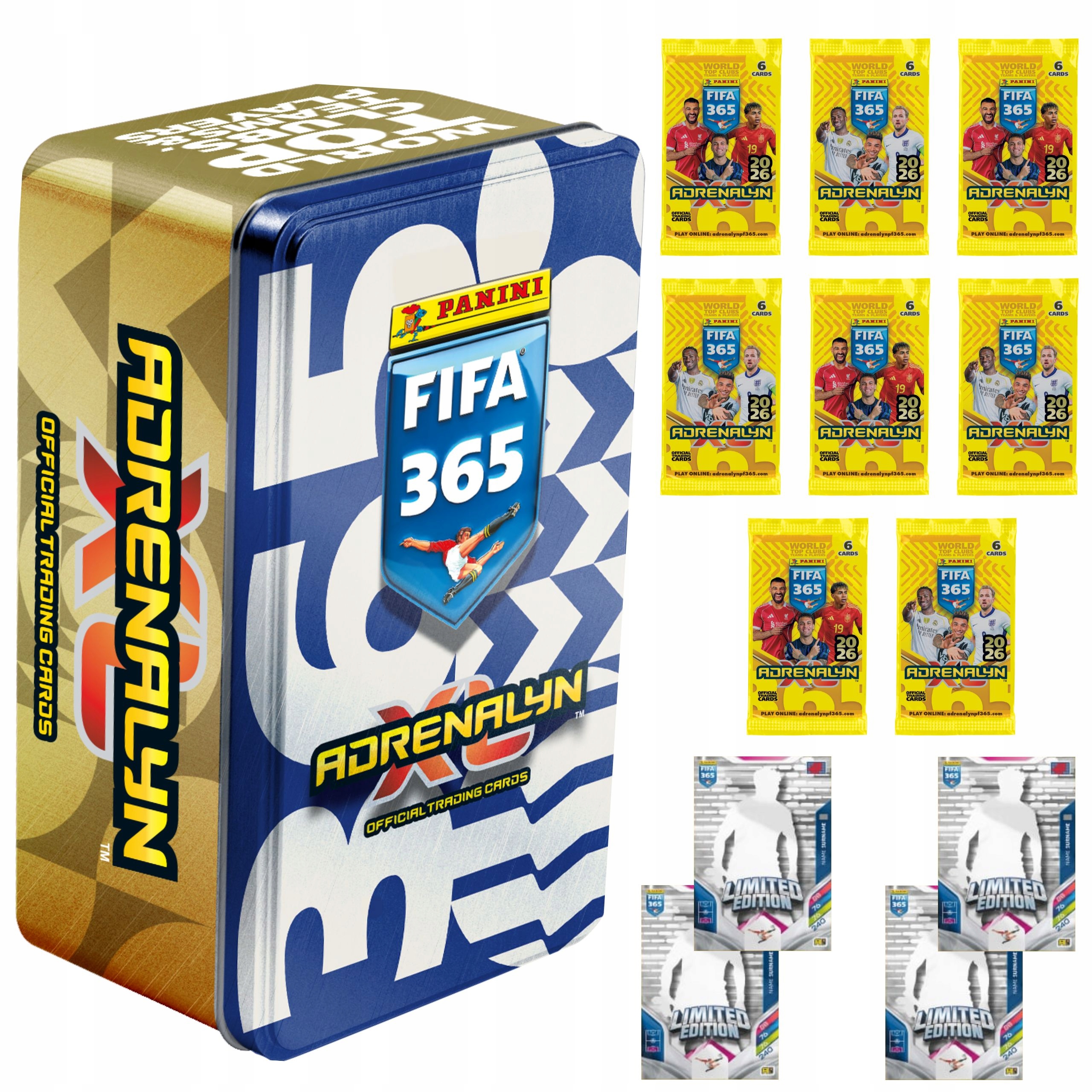 Karty Piłkarskie Fifa 365 2026 Duża Puszka Panini 8x Saszetka +4 Limitki