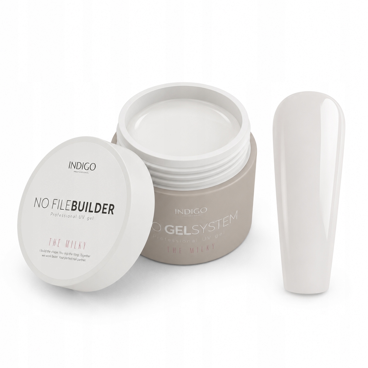 Indigo No File Builder Milky 15 g stavební gel na prodlužování nehtů