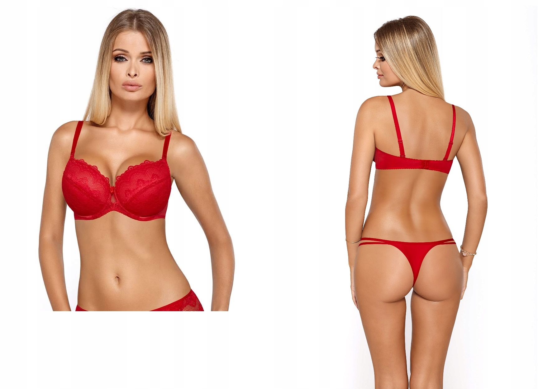 Komplet biustonosz push-up stringi CASSI 85D RED