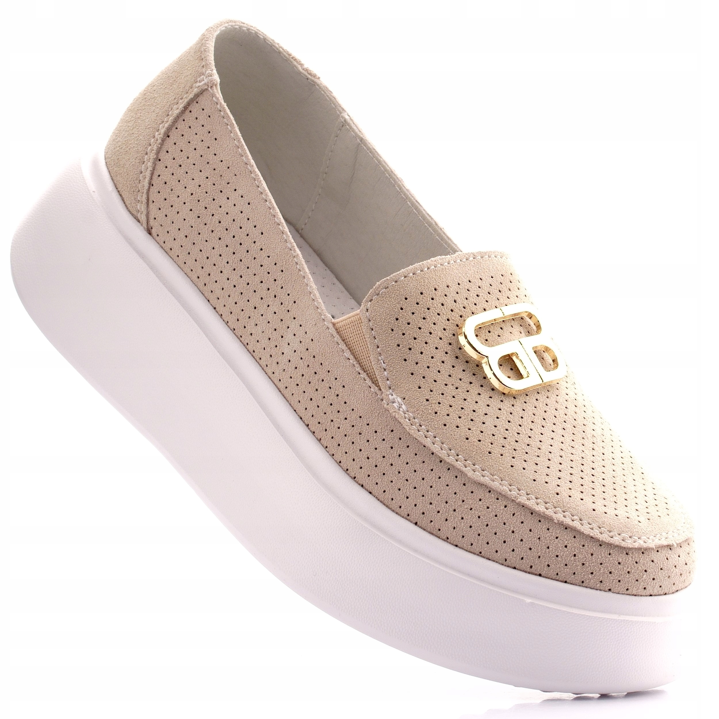 Vinceza Buty Damskie Mokasyny Półbuty Lordsy Skórzane Beżowe 88014 40