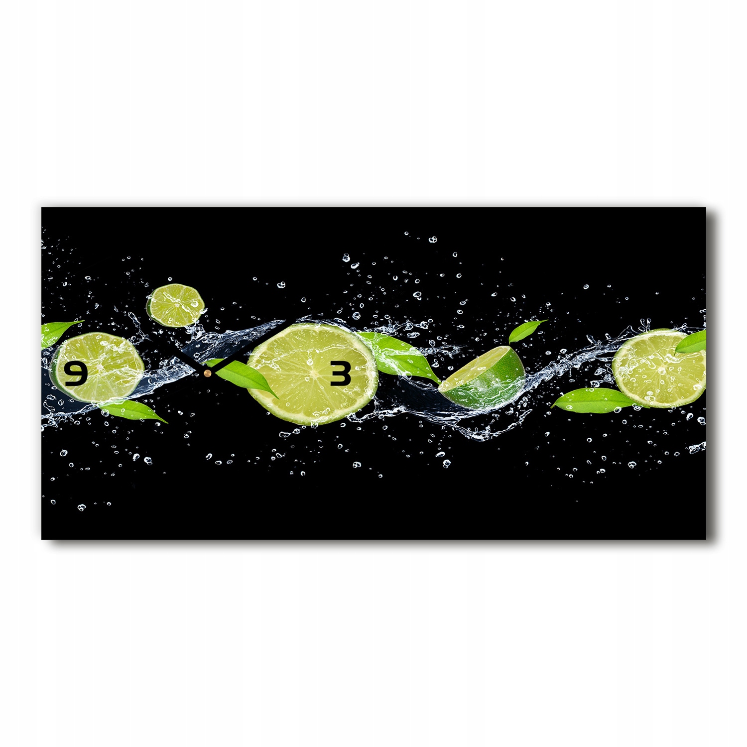

Zegar ścienny szklany cichy Limonki i woda 60x30cm