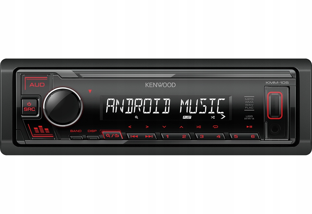 Autorádio Kenwood 1DIN Usb 4X50W Aac Flac Červené Podsvietenie