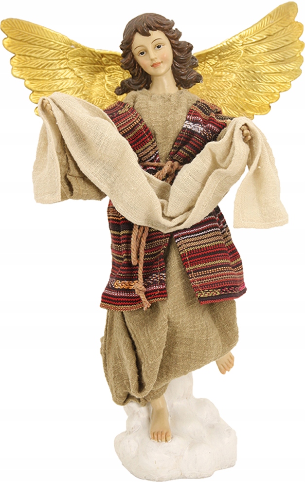 Anjel v oblečení z textilného materiálu do betlehemov pre postavy s výškou 40 cm
