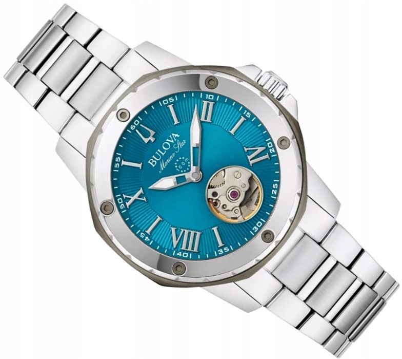 Luxusní Dámské Hodinky Automat Open Heart Bulova 98L317 Marine Star 35 mm