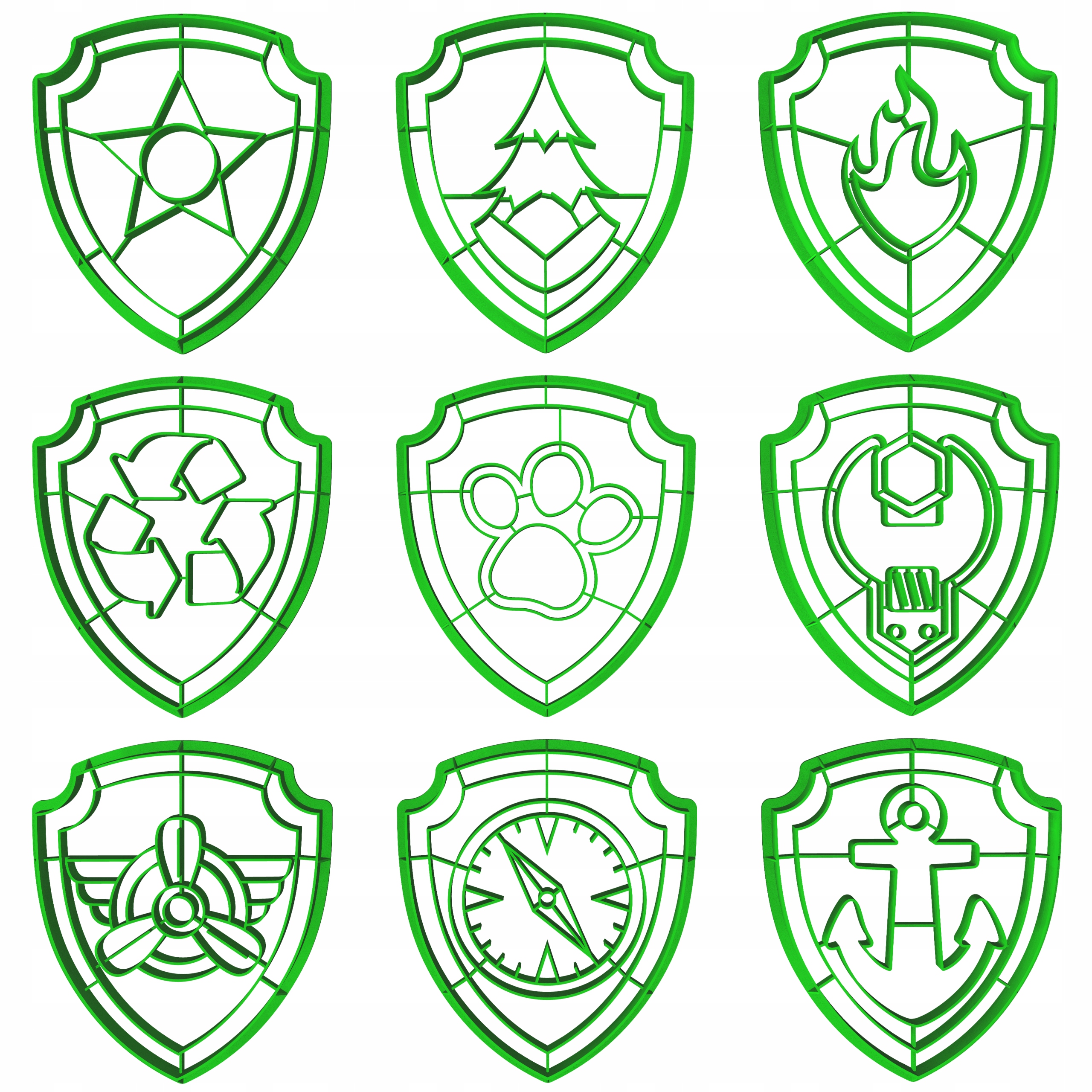 Formičky Vykrajovátka Dorty Tlapková patrola Odznaky Sada XXL 10cm 9ks