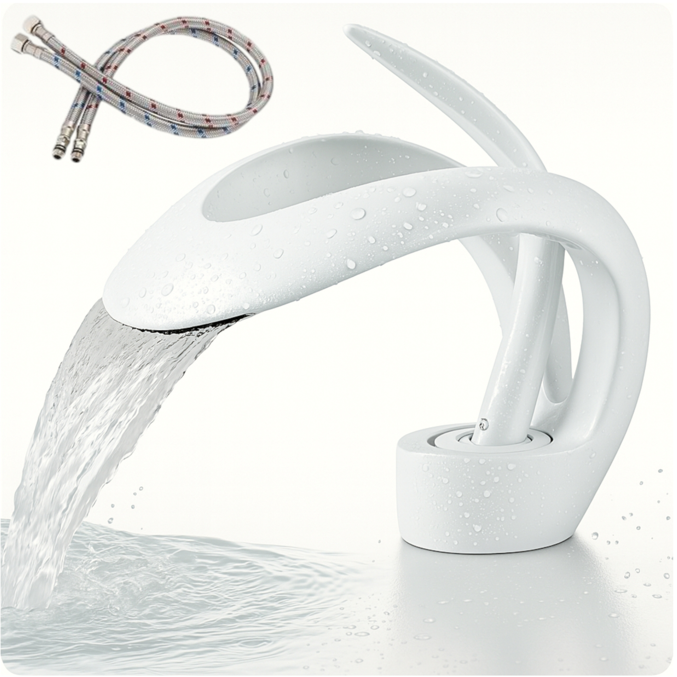 Umývadlová batéria Biela Moderný kúpeľňový kohútik s vodopádom