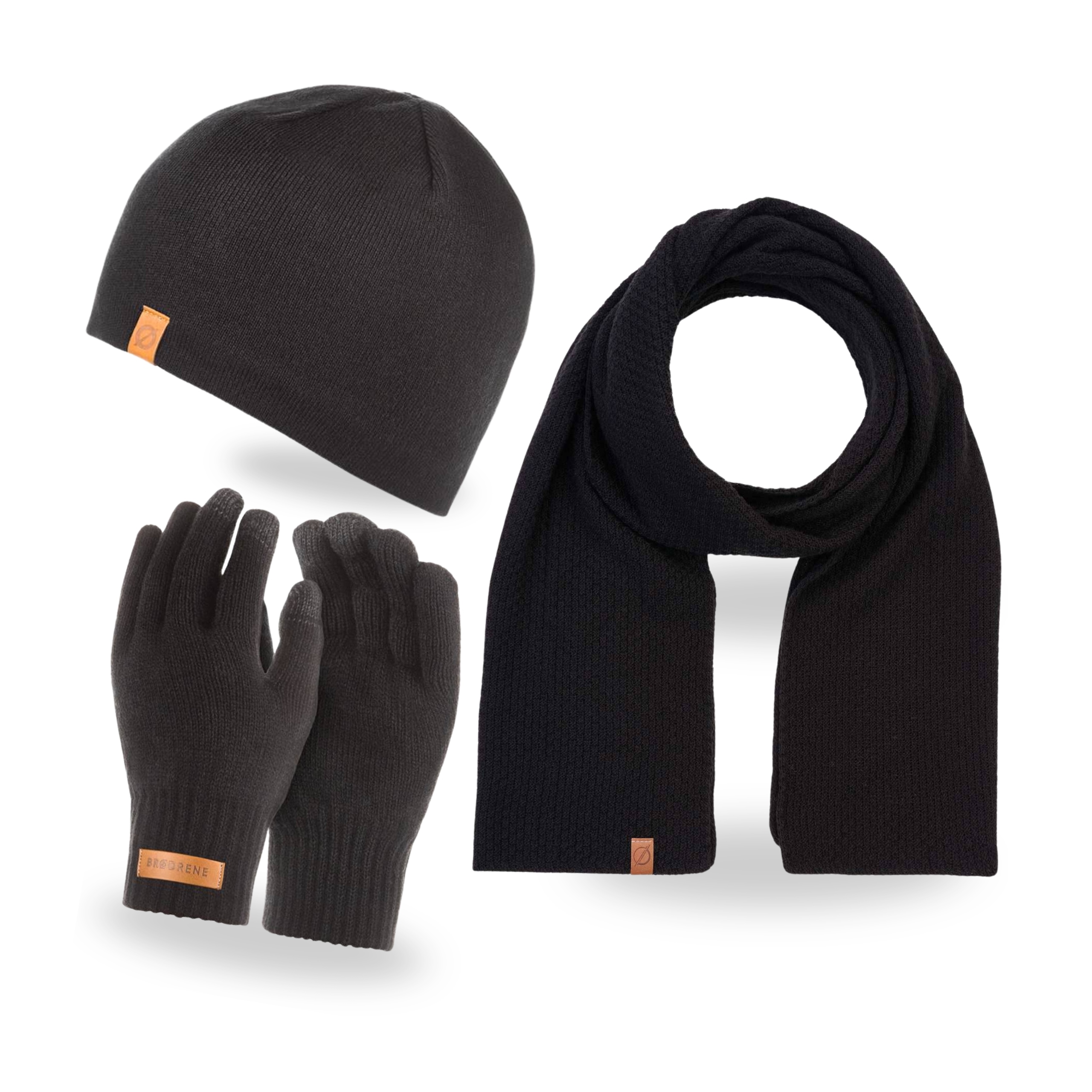 Pánská zimní sada Čepice s fleecem Šála Rukavice Brodrene Černá
