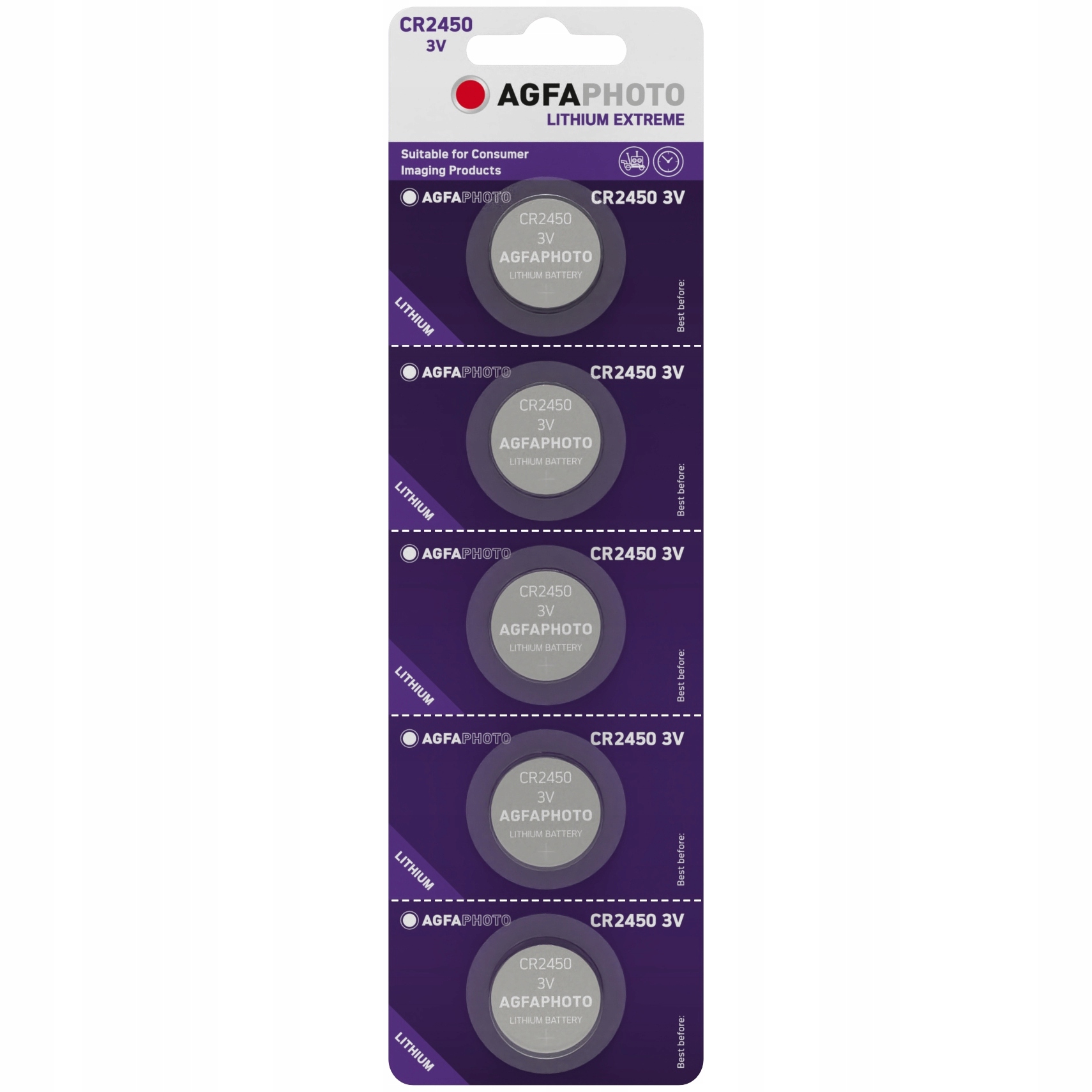 

5x Bateria Guzikowa Agfaphoto CR2450 3V Litowa