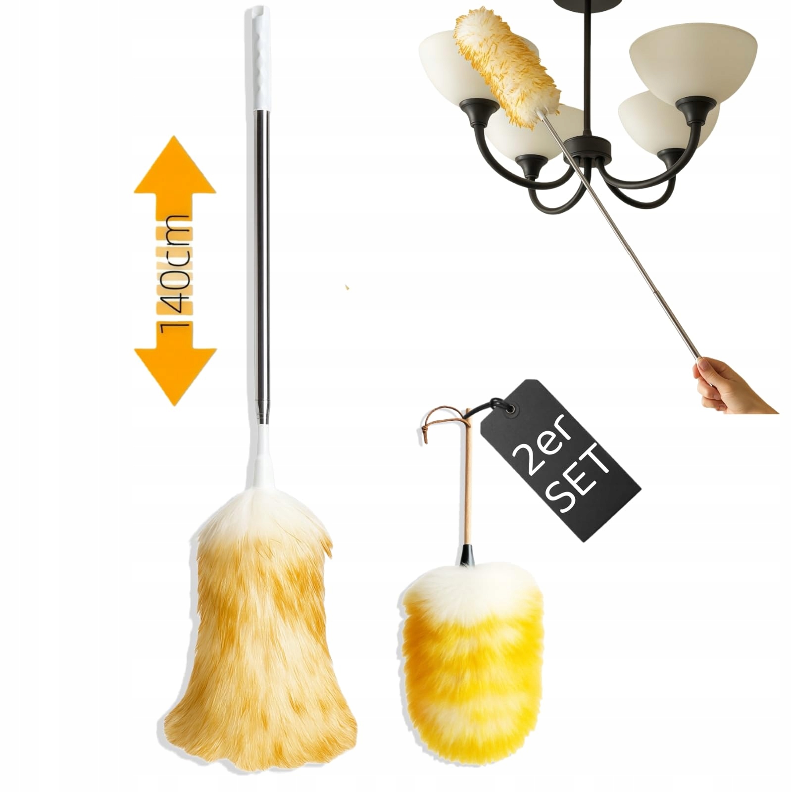 Levně Lammwolle Sada 2 x Teleskopická metla na prach Lammwolle 140 Cm a 30 cm