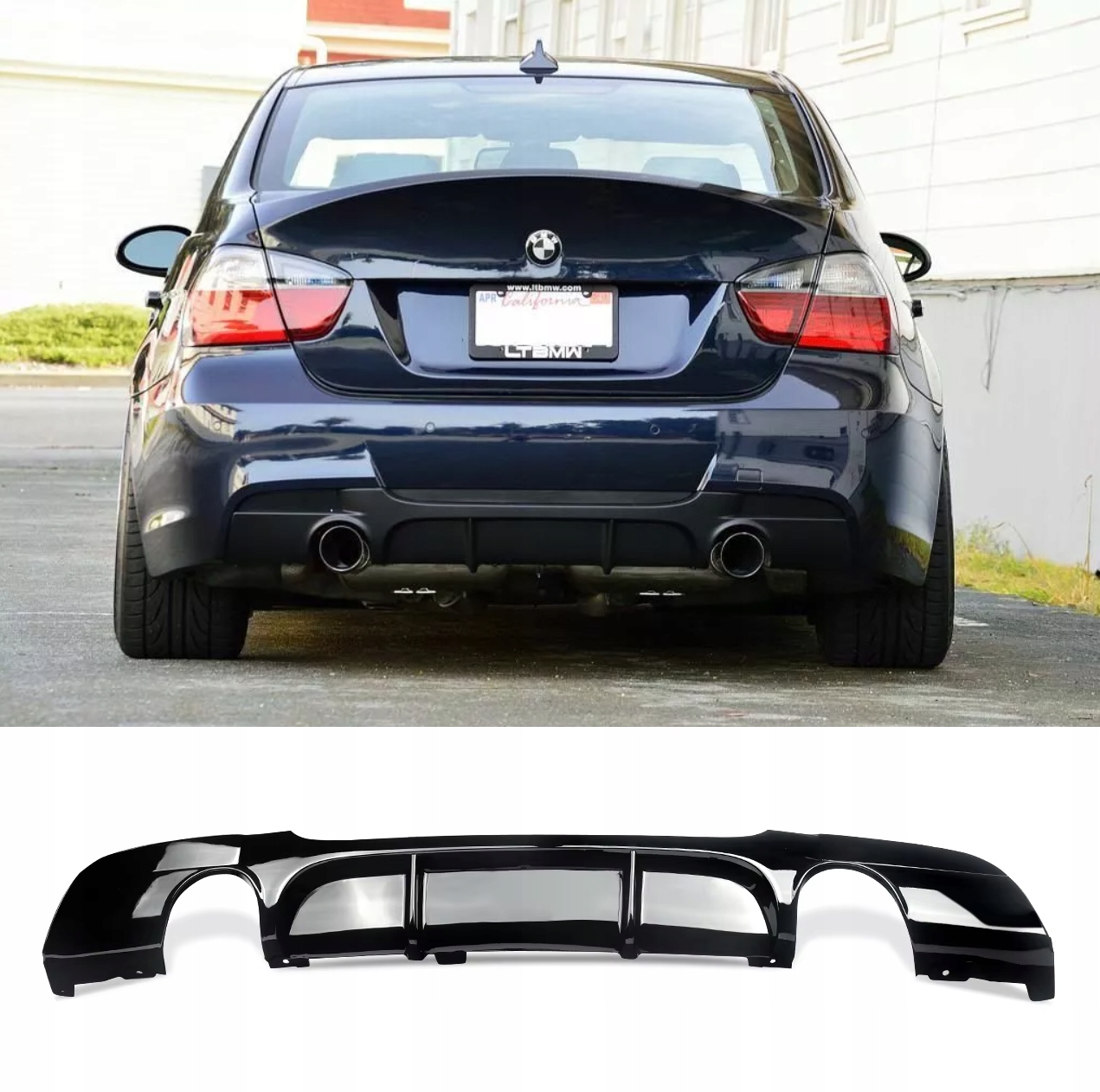 Bmw E90 E91 M Balení 2005-2012 Černá 335 Look Difuzér Zadního Nárazníku