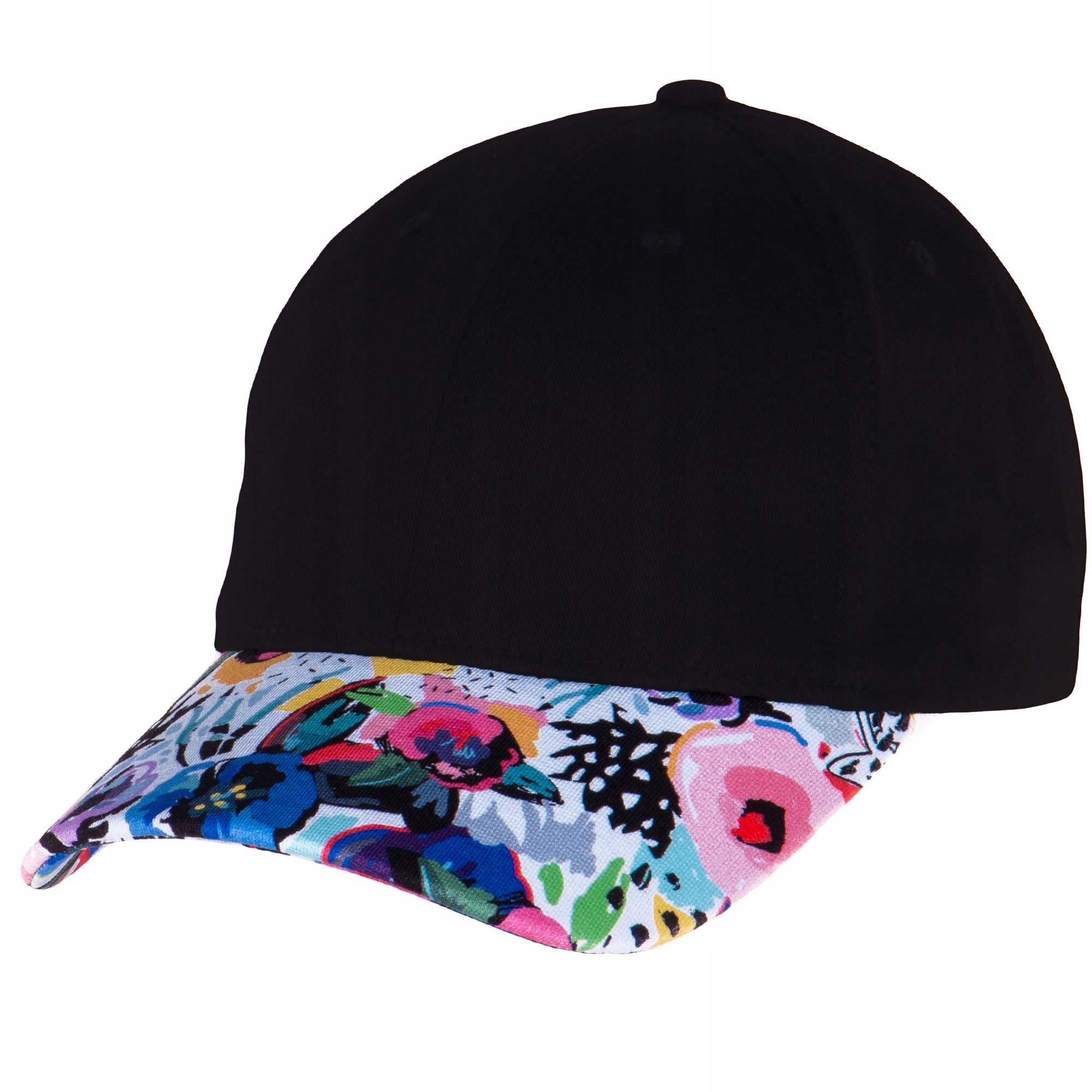 

Czapka Z Daszkiem Bejsbolówka Czarna + Kwiaty