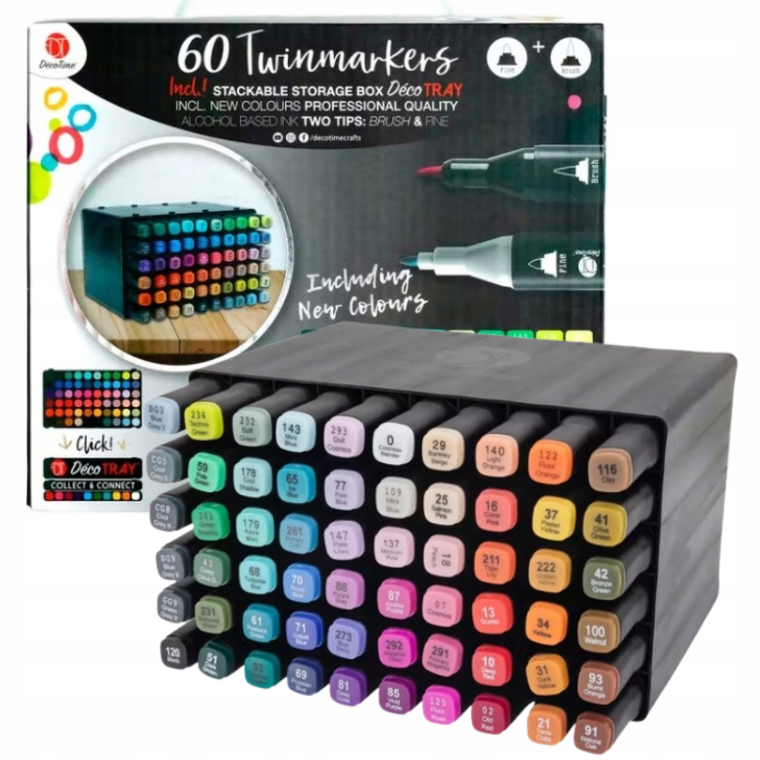 Alkoholové Popisovače Dvojité Twin Sada 60KS