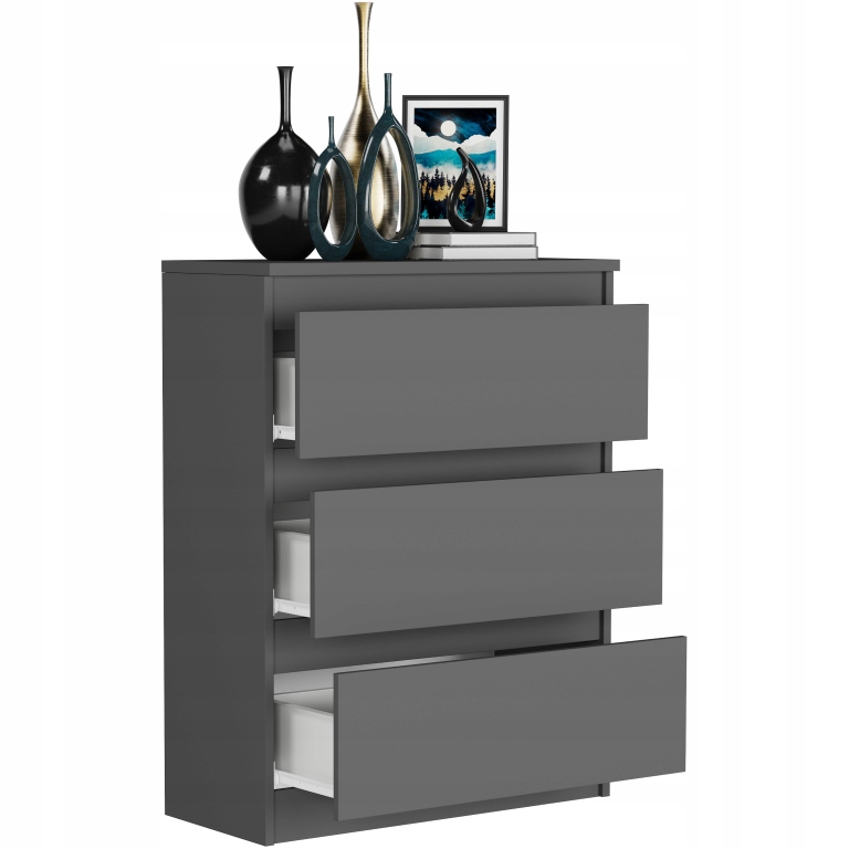 Modna DUŻA KOMODA 3 SZUFLAD SZAFKA PL R-3 ANTRACYT
