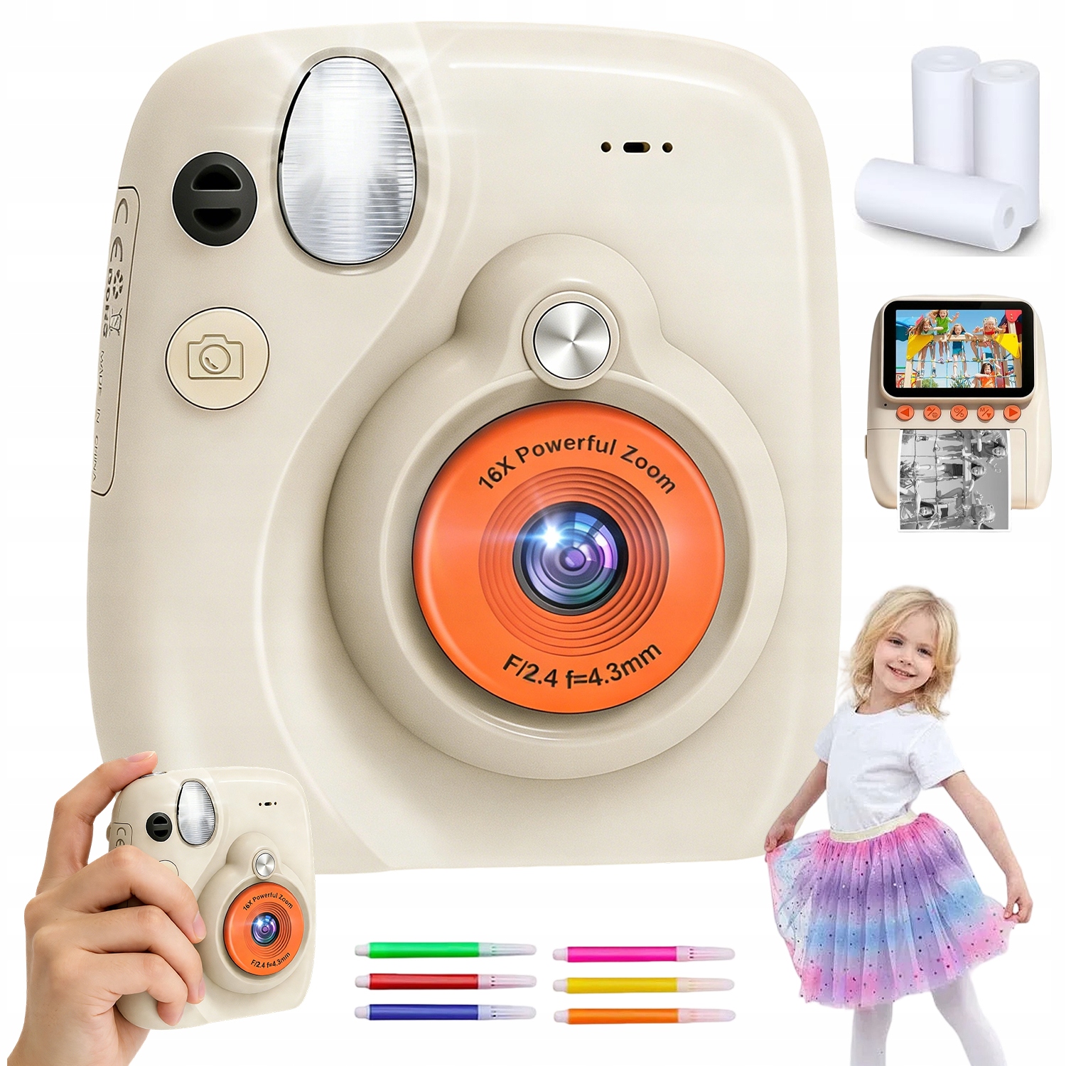 Dětský Fotoaparát Pro Okamžité Fotografování 48 Mp 2.5K, 20 Efektů 3 Válečky