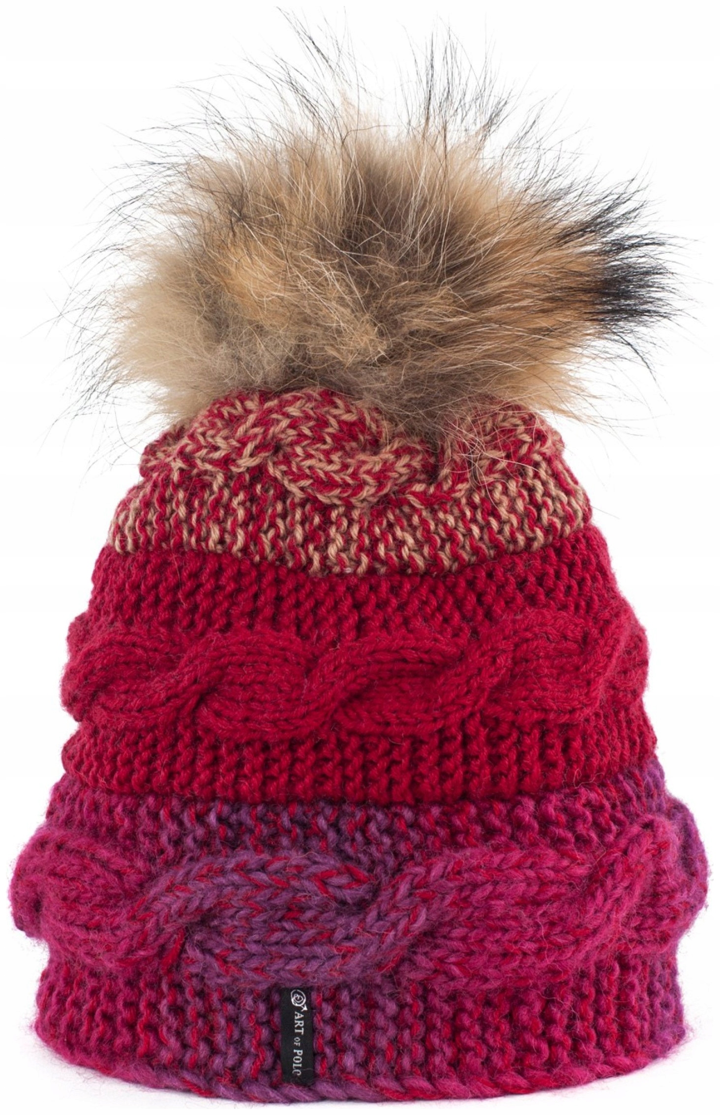 Čepice ručně vyrobená s bambulí, červená