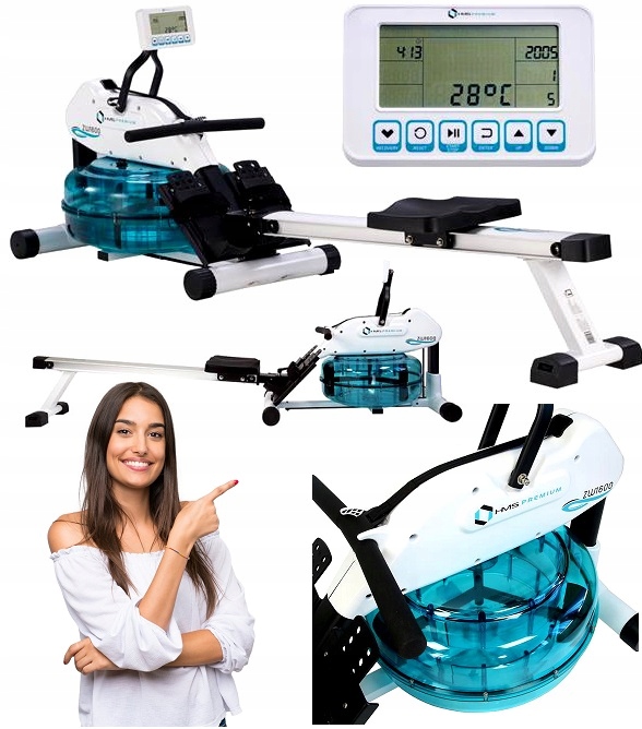 Vodní veslovací trenažér Semi Commercial Hms Premium Trénink Fitness