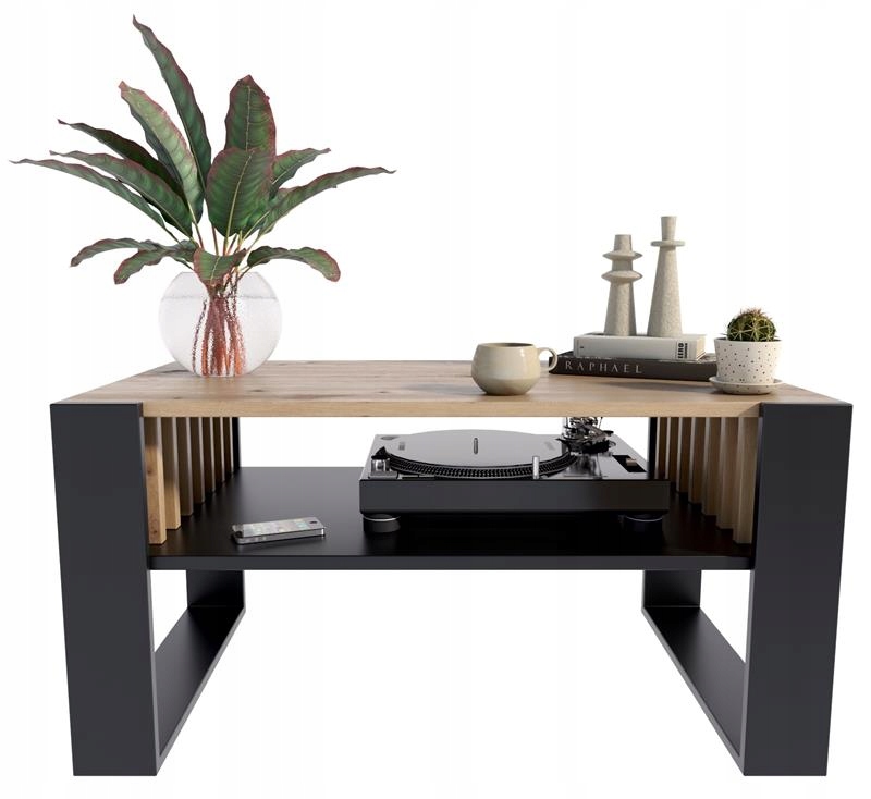 Ława stolik kawowy IGA artisan czarny z lamelami loft retro rustykalny PER Szerokość mebla 100 cm