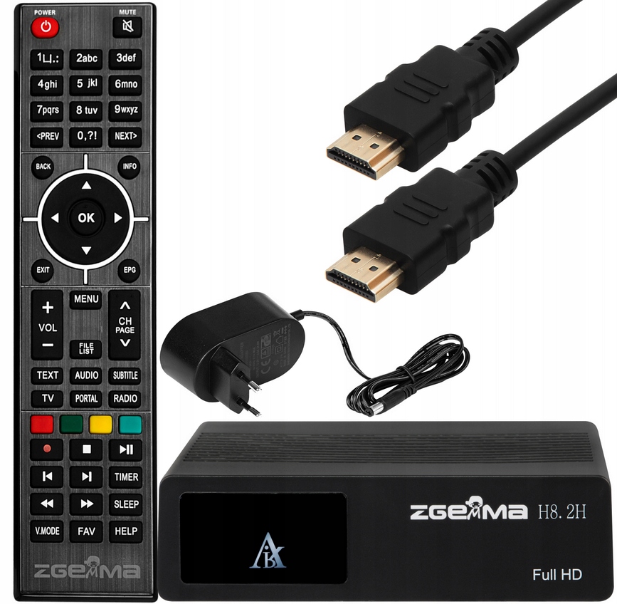 TUNER ZGEMMA H8.2H DEKODER SAT + DVB-T2 HEVC ENIGMA2 E2 + ADAPTER