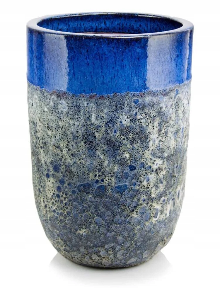 Donica Mrozoodporna Ceramiczna Kobaltowa Ogrodowa Wysoka 26X44 CM