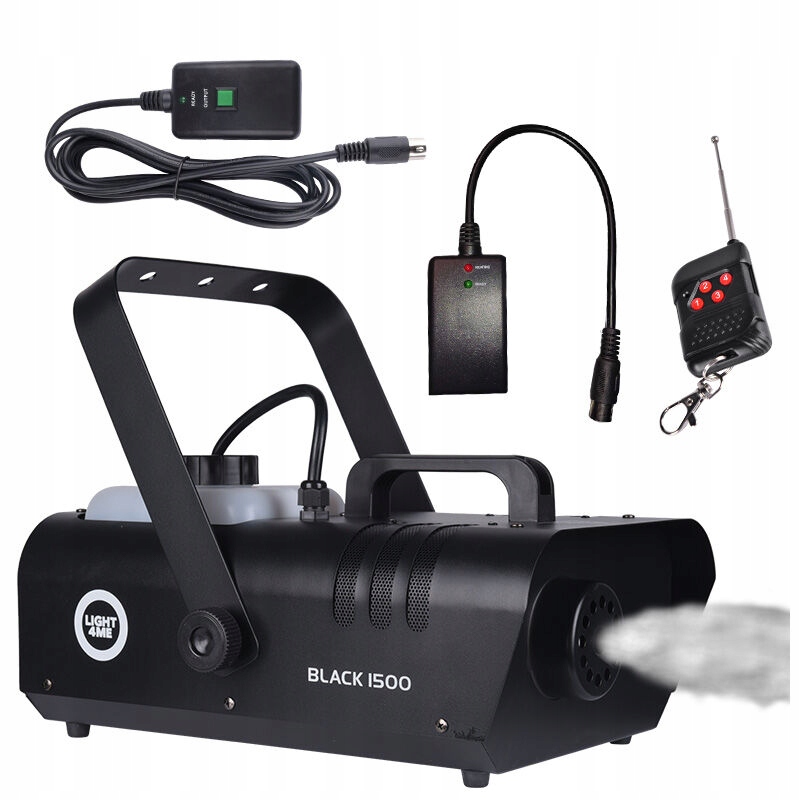 LIGHT4ME Black 1500 Wytwornica Dymu Mgły 1500W Pilot Rf+kabel Zbiornik 2,3L