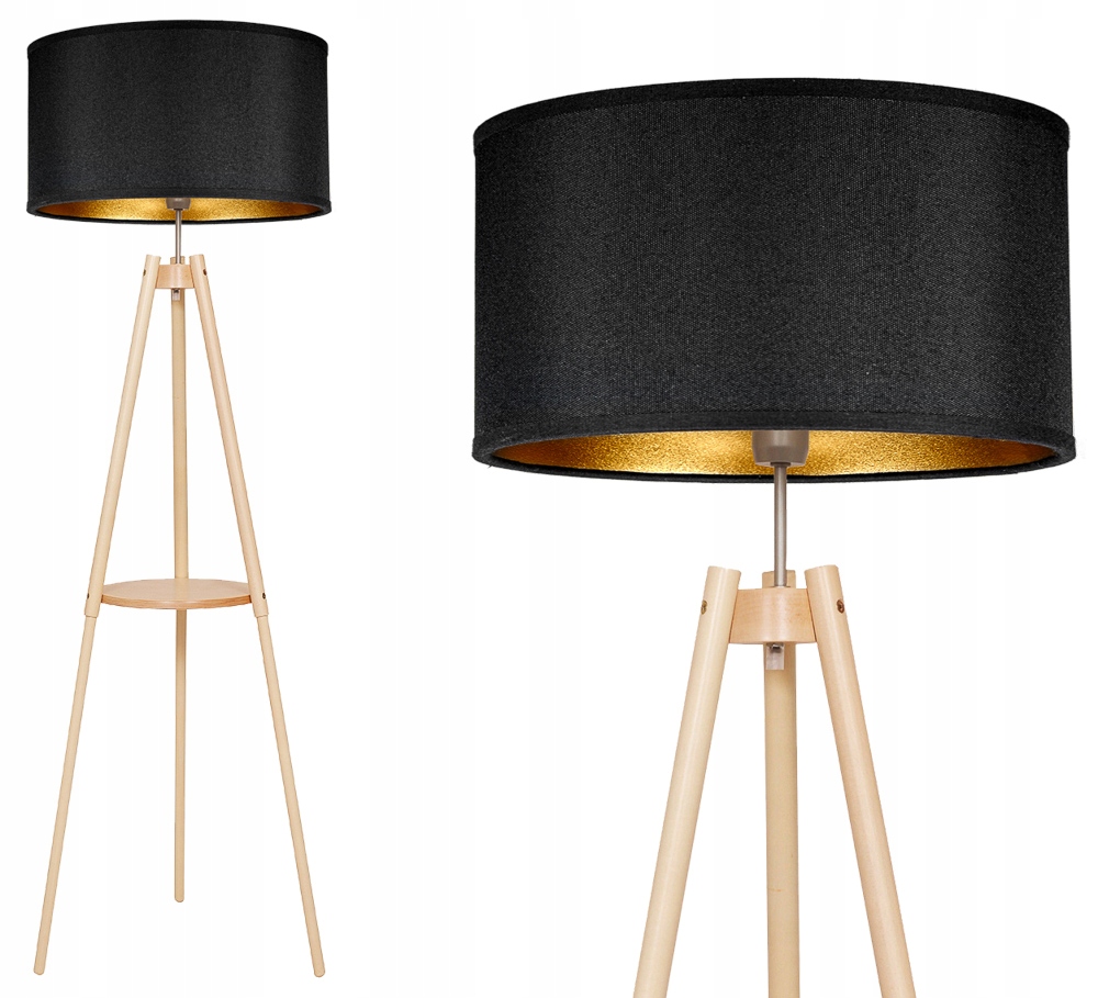 Lampa Stojąca Podłogowa Trójnóg Ze Stolikiem Loft