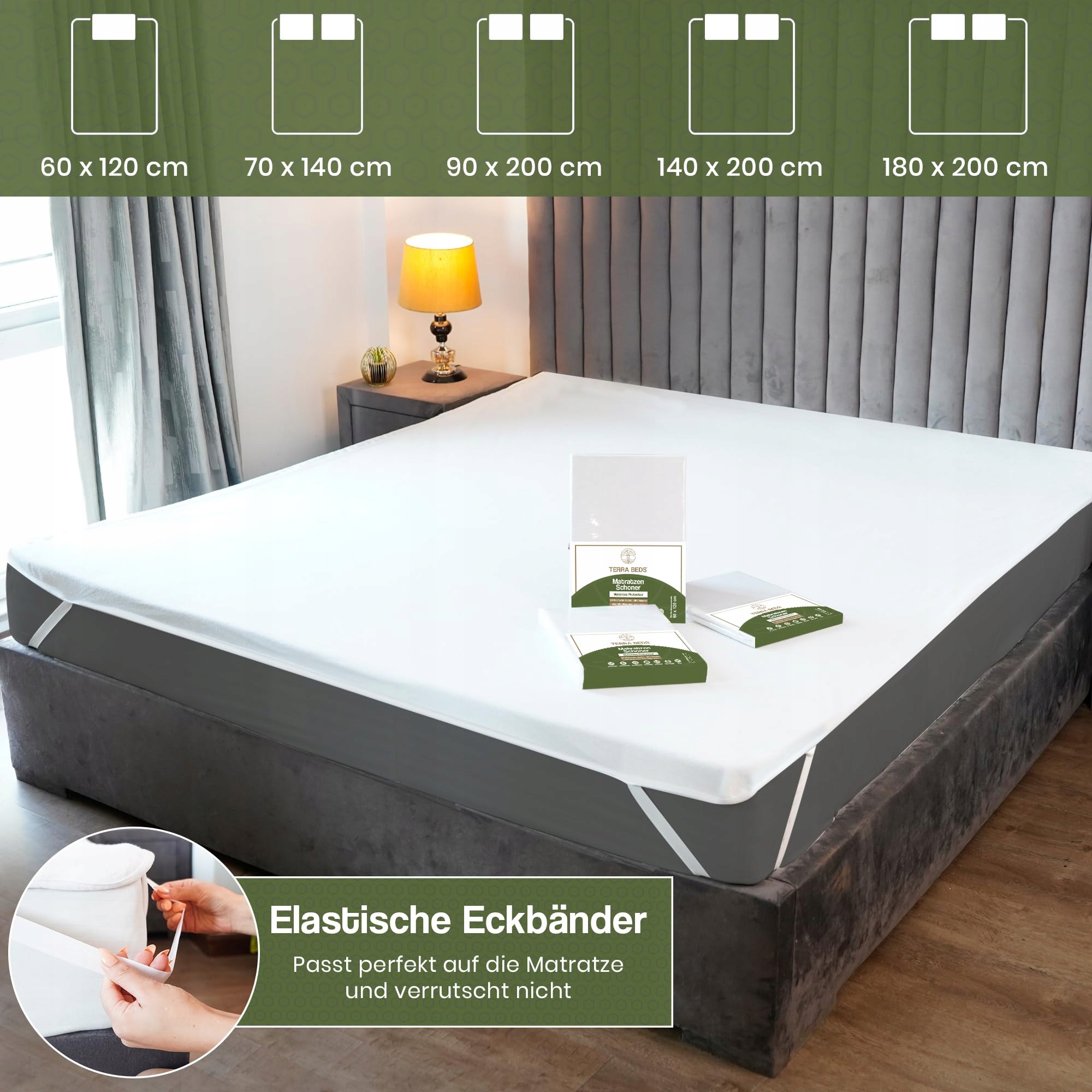 TERRA BEDS Ochraniacz Na Materac 140x200cm Wodoodporny Bawełniany Oeko-TEX — miniatura 6
