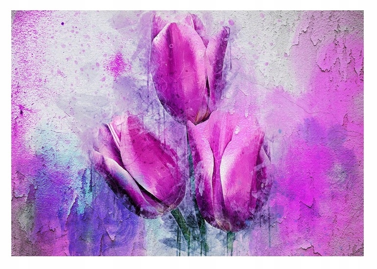 Fototapeta pastelové Tulipány květy beton 254x184