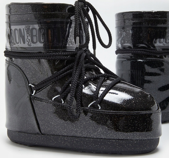Ciepłe Śniegowce Moon Boot Icon Low Glitter Black BROKAT rozmiar 39/41 Model Icon Low Glitter