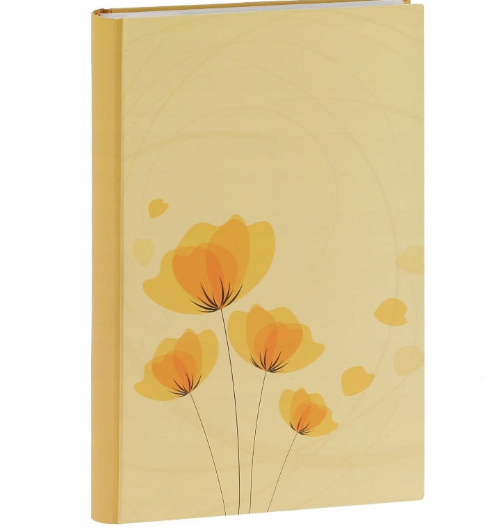 Žlutý fotoalbum s květinami a fotografiemi 11,5 x 15 cm