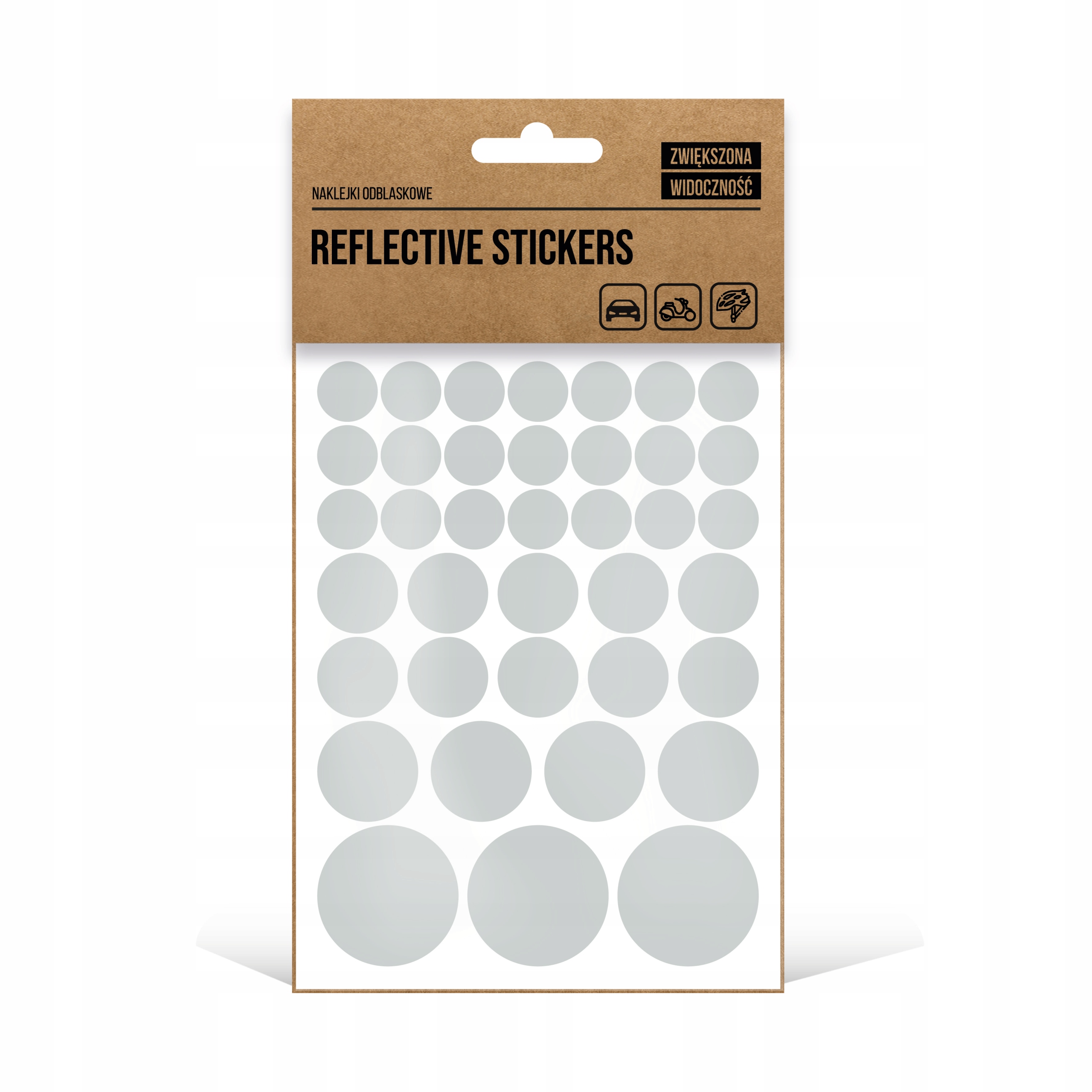 

Naklejki Odblaskowe rower,kask Okrągłe srebrne