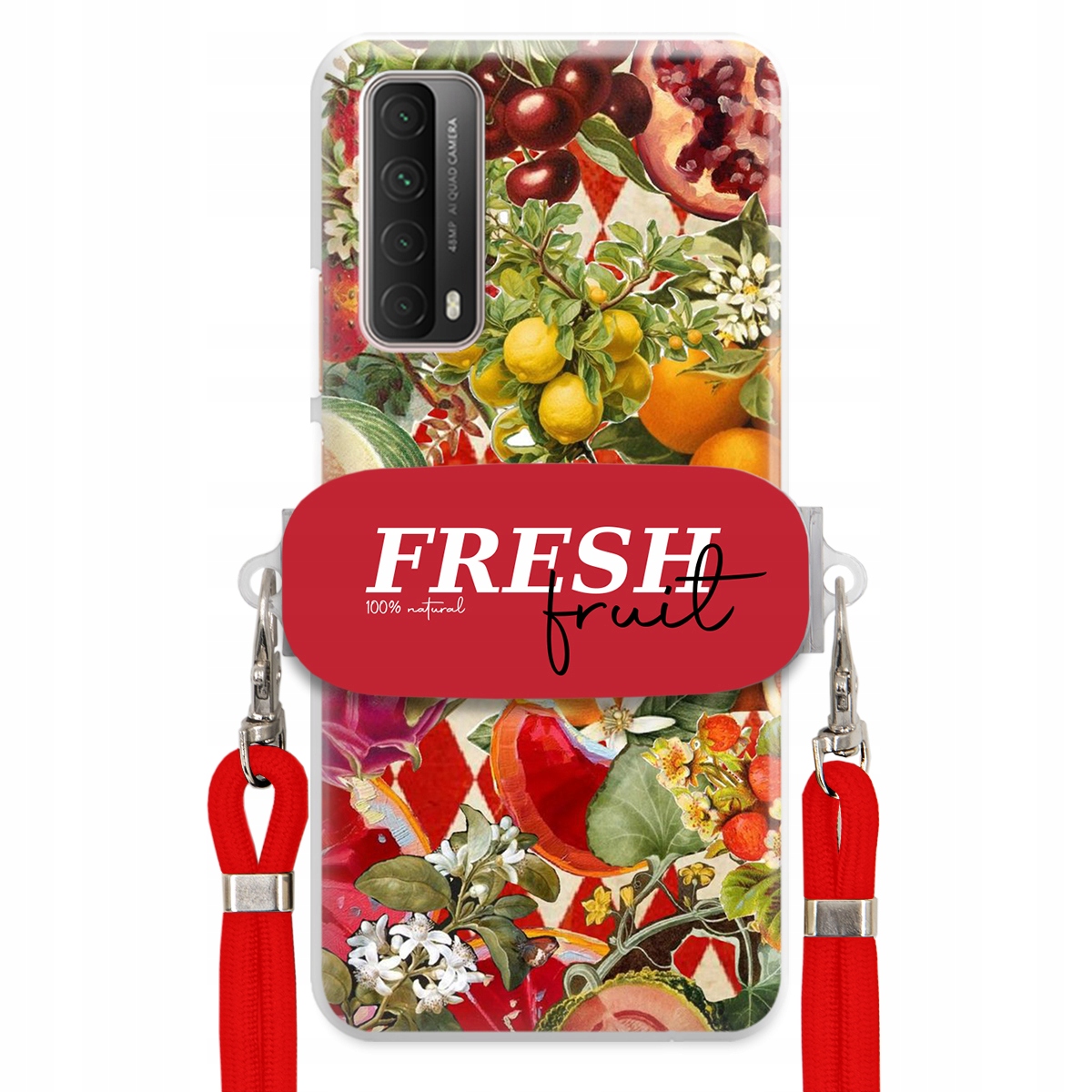 Puzdro pre Huawei P Smart 2021 Červené Crossbody vodítko držiak Fresh Fruit