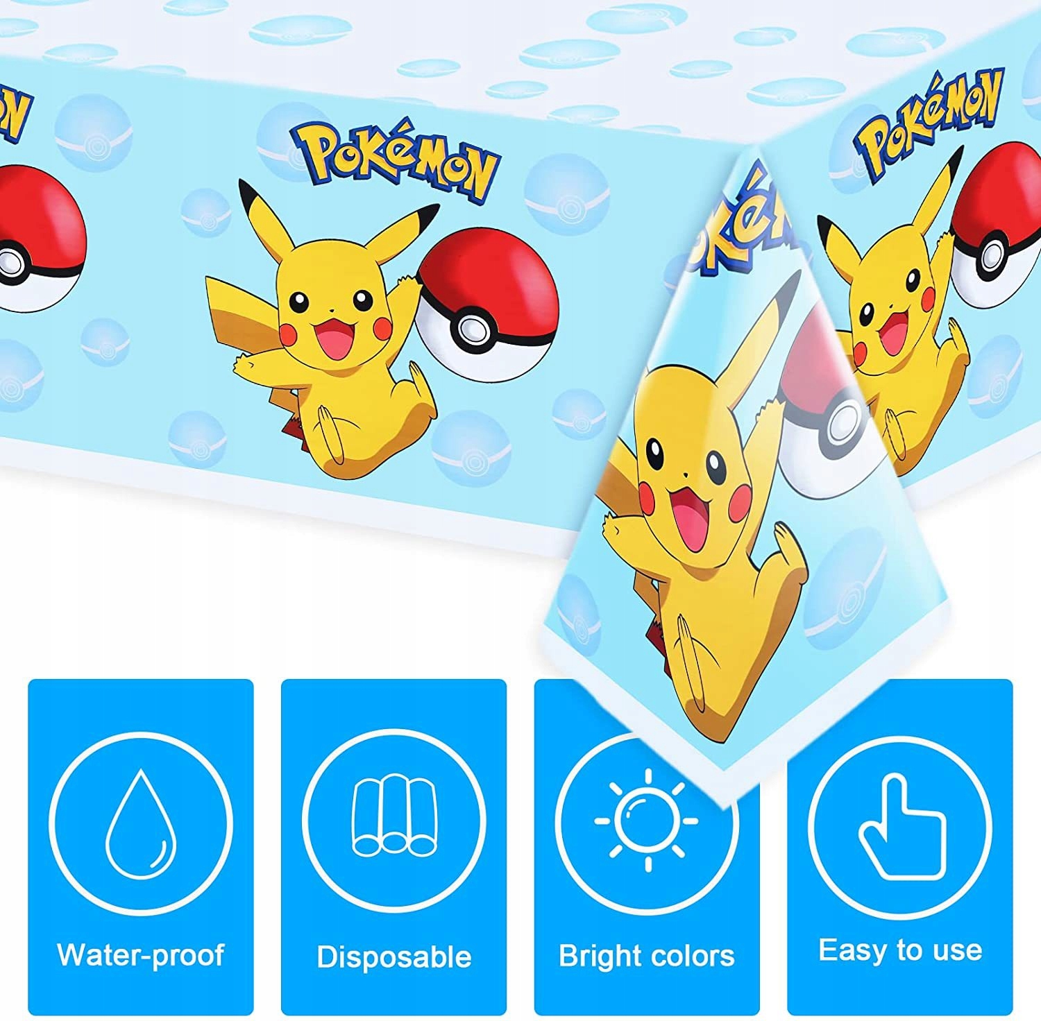 Motyw Urodzinowy Picachu Dekoracyjny Obrus 2PCS Marka inna