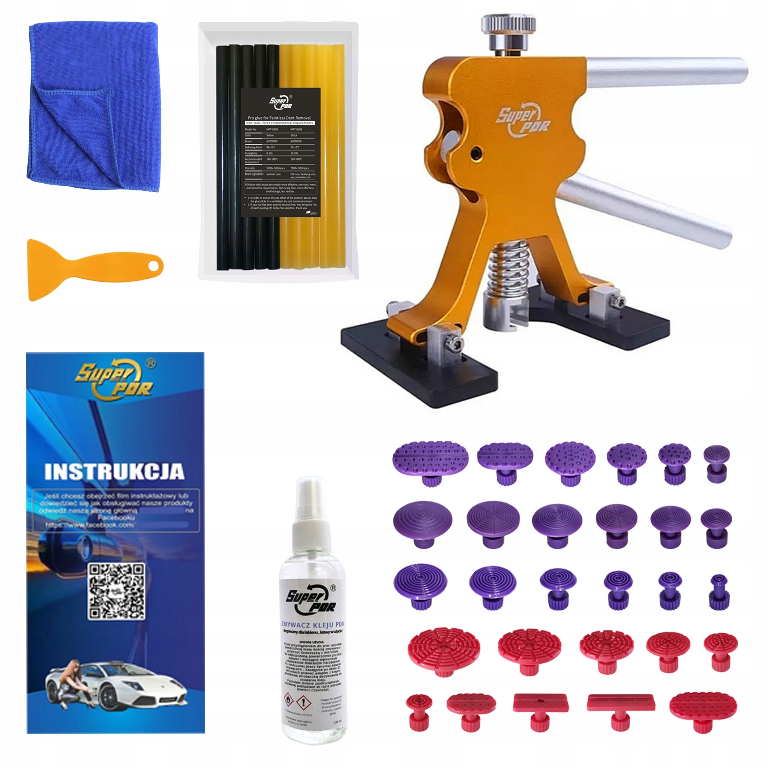 Sada nářadí Pdr pro opravu promáčklin karoserie vytahovák