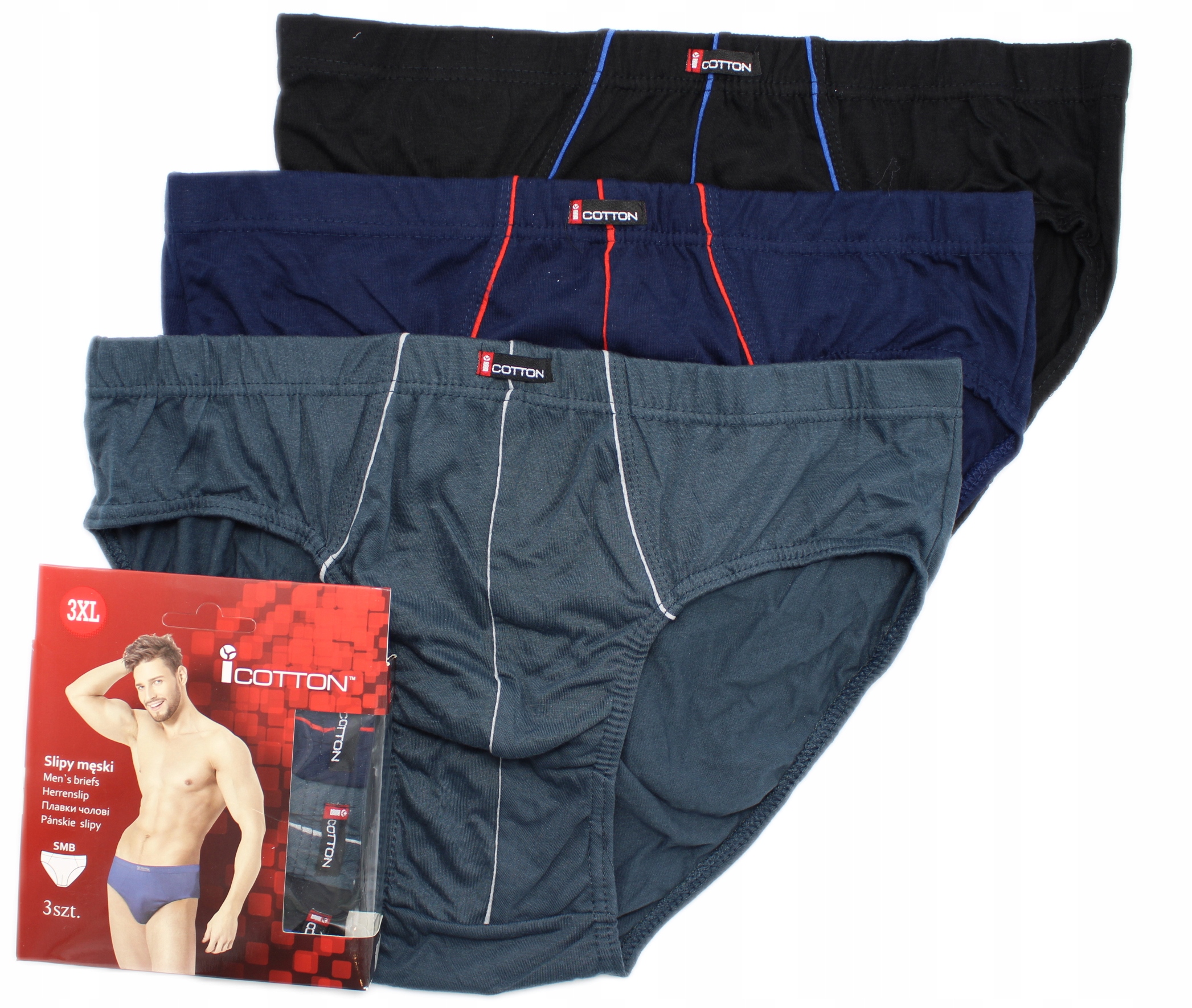 

3X Slipy Męskie Bawełniane Icotton Rozm. XXXL