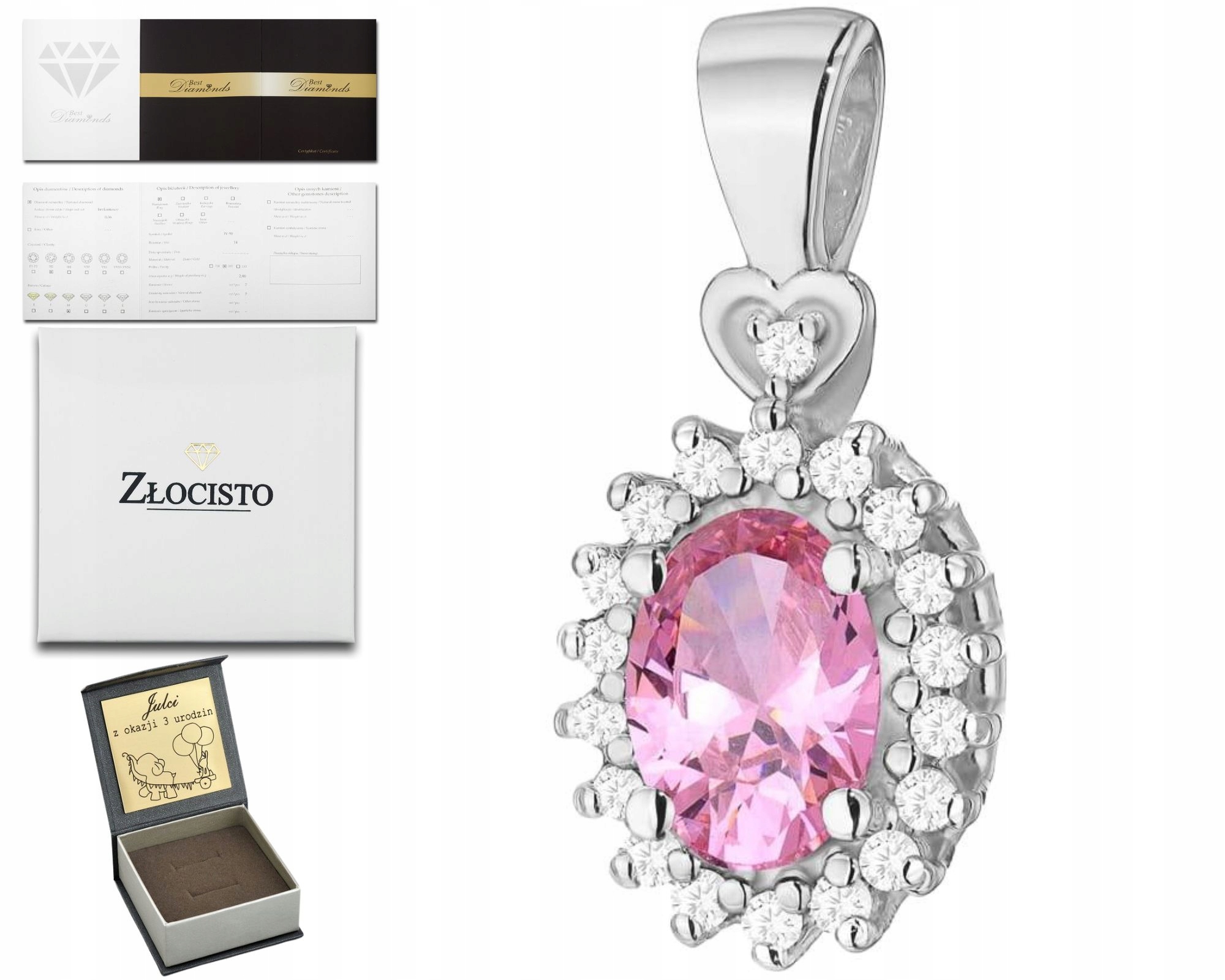 Přívěsek S Přírodním Kamenem Růžový Topaz Bílé Zlato 585 Dárek