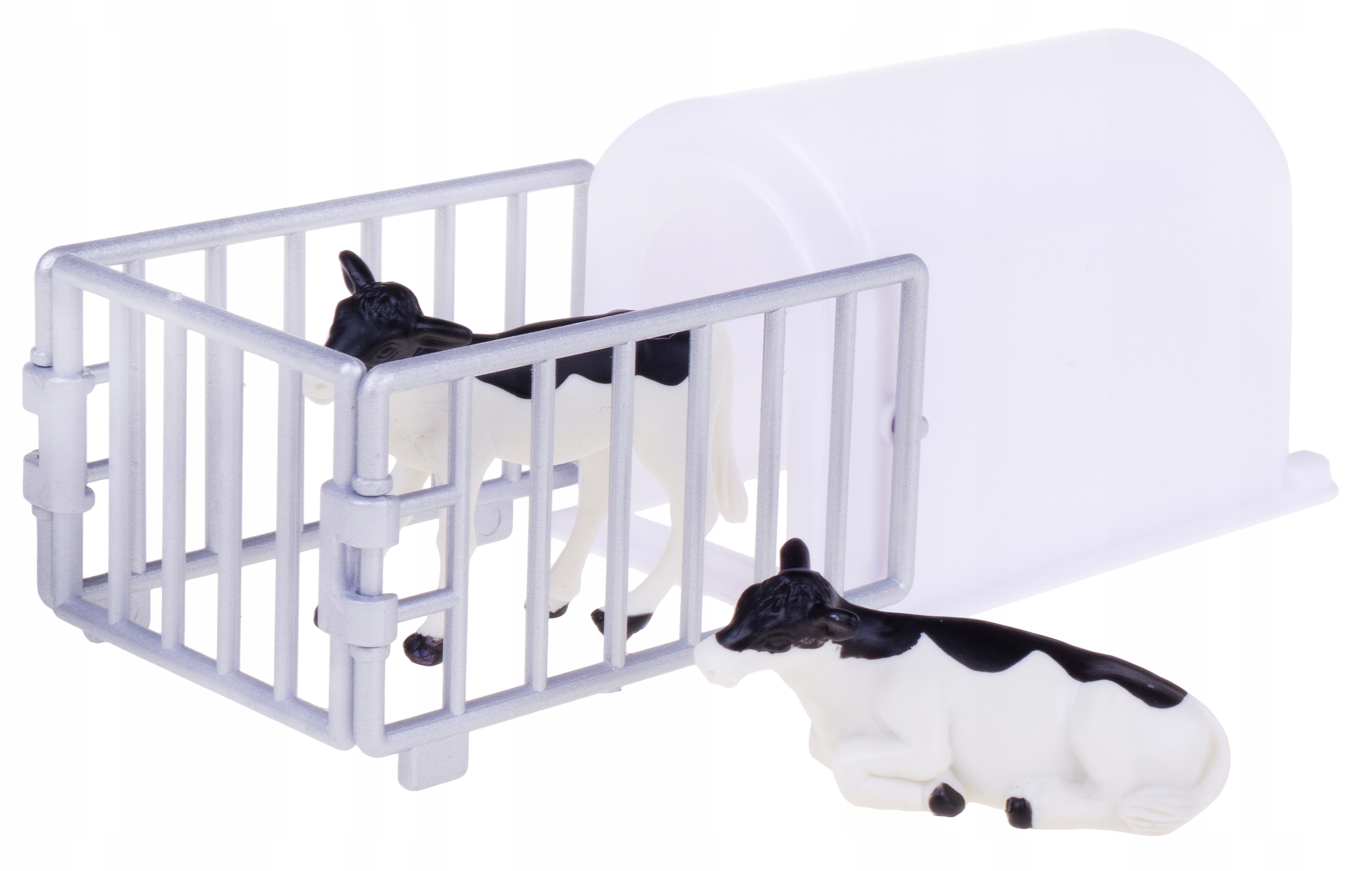 BUDKA STANOWISKO KOJEC DLA CIELĄT + 2 CIELAKI 1:32 KIDS GLOBE FARMING