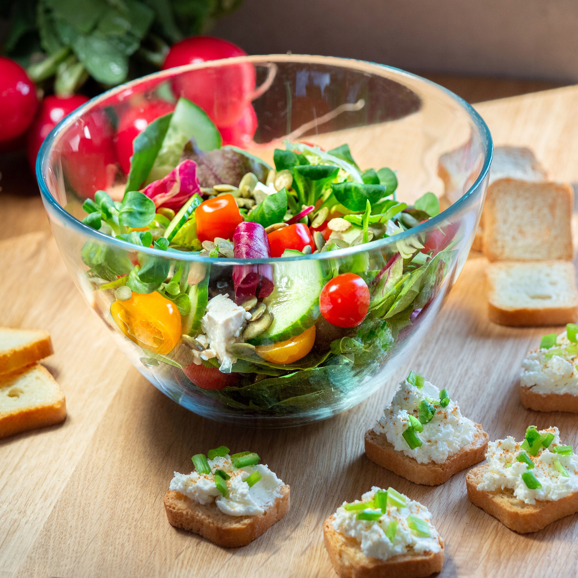 2x MISKA SALATERKA SZKLANA MISA 17cm DO SAŁATKI NA SAŁATKĘ ZESTAW Kolor przezroczysty