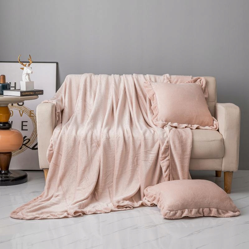Deka přehoz z mikrovlákna 200x220 Ruffly pudrový ró