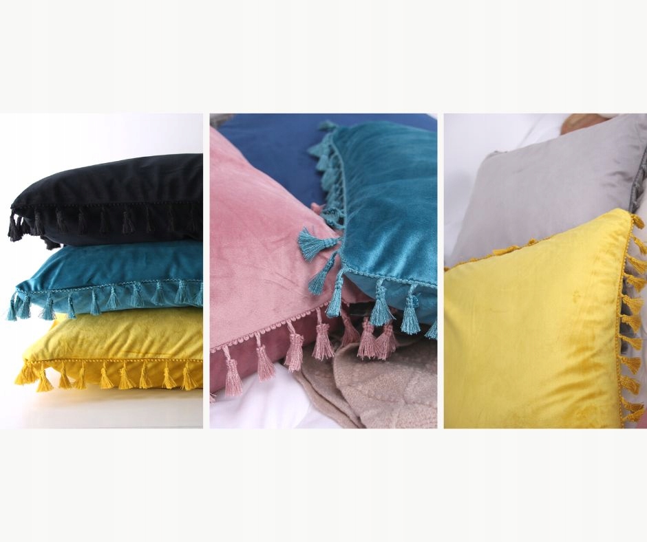 POSZEWKA WELUROWA Z FRĘDZLAMI WELUR 40X40 VELVET % Marka RoomTime