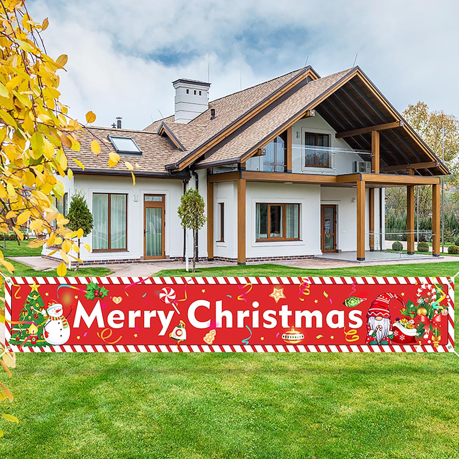 Banner Veselé Vánoce 300 X 50 CM Na Oplocení Vánočních Dekorací