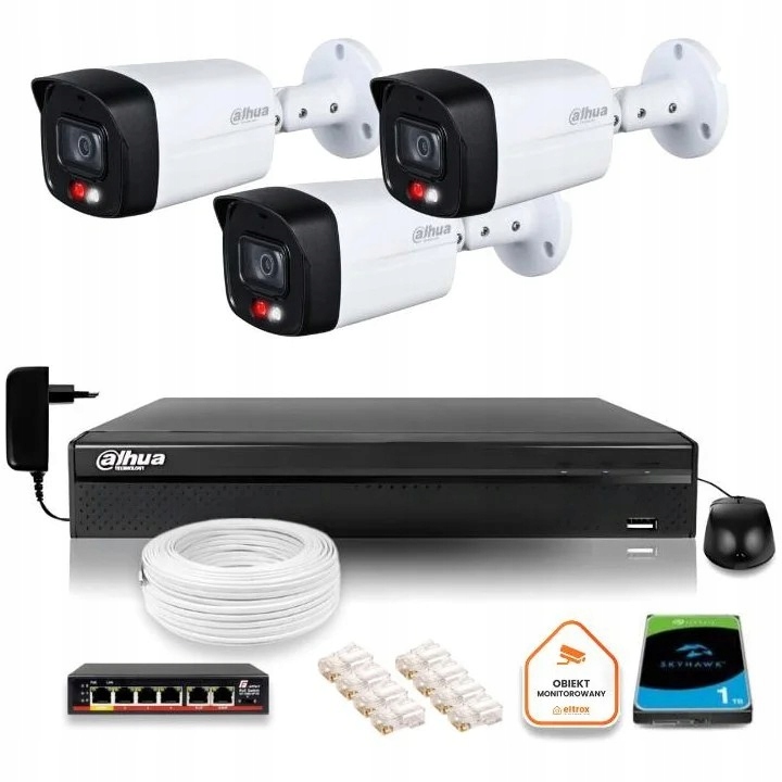 Sada na monitorovanie Ip 3x IPC-HFW1239TL1-A-IL 2MPx IR30 m