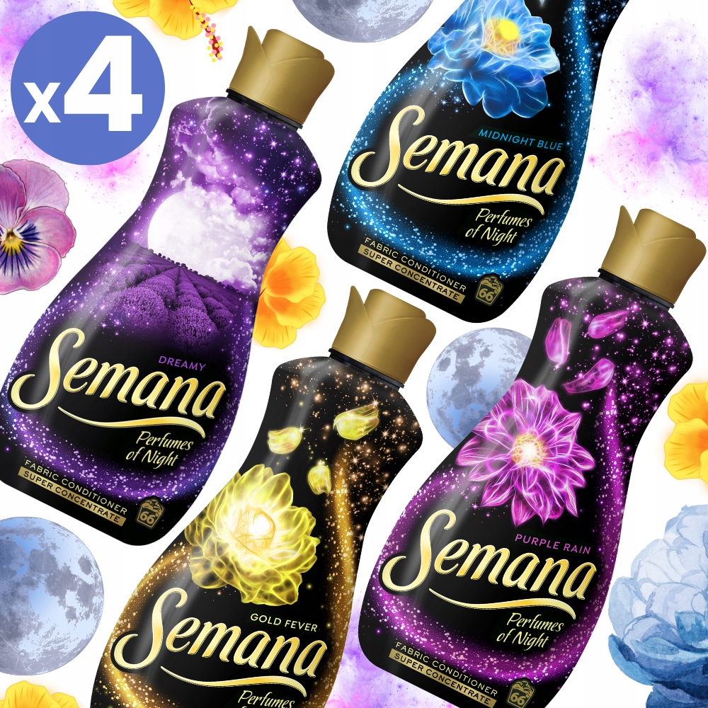 4x MIX Płyn do płukania prania Perfumes of Night 1,65l Semana 68 prań 4