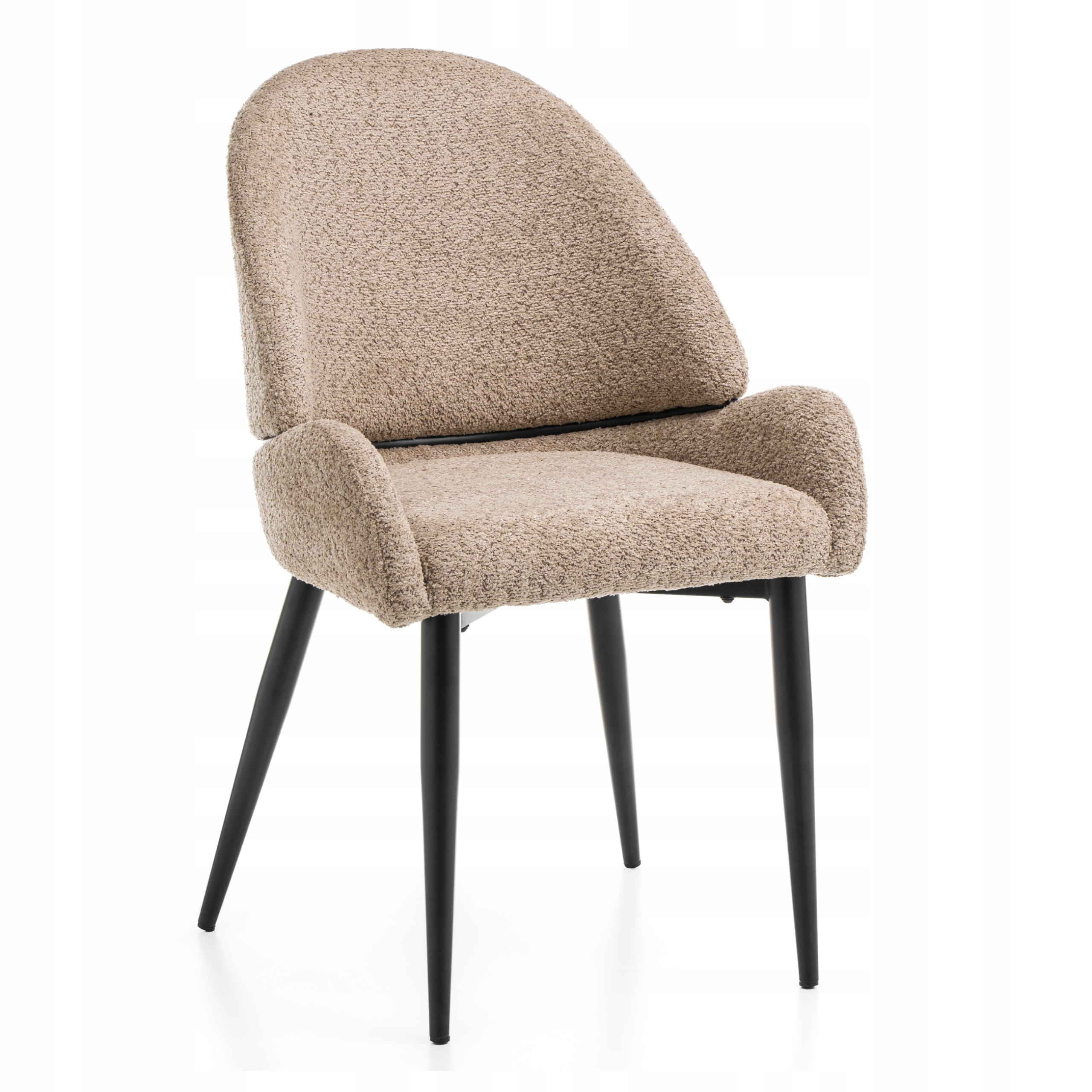 KRZESŁO TAPICEROWANE SZENILOWE BOUCLE CIEMNOBEŻOWY GLAMOUR JADALNIA BERGAMO