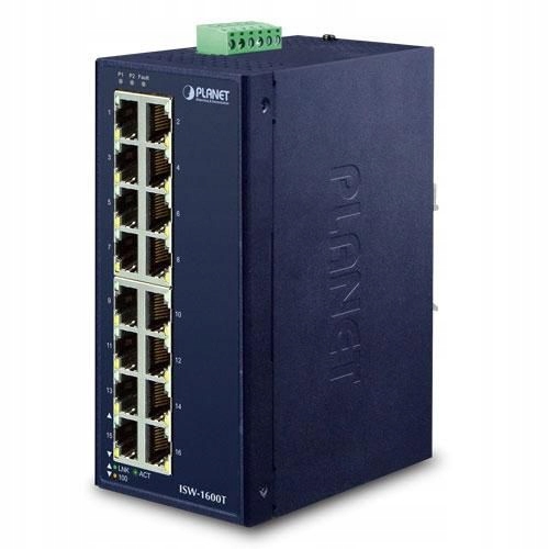 Planet IP30 Priemyselný 16portový switch, ISW-1600T