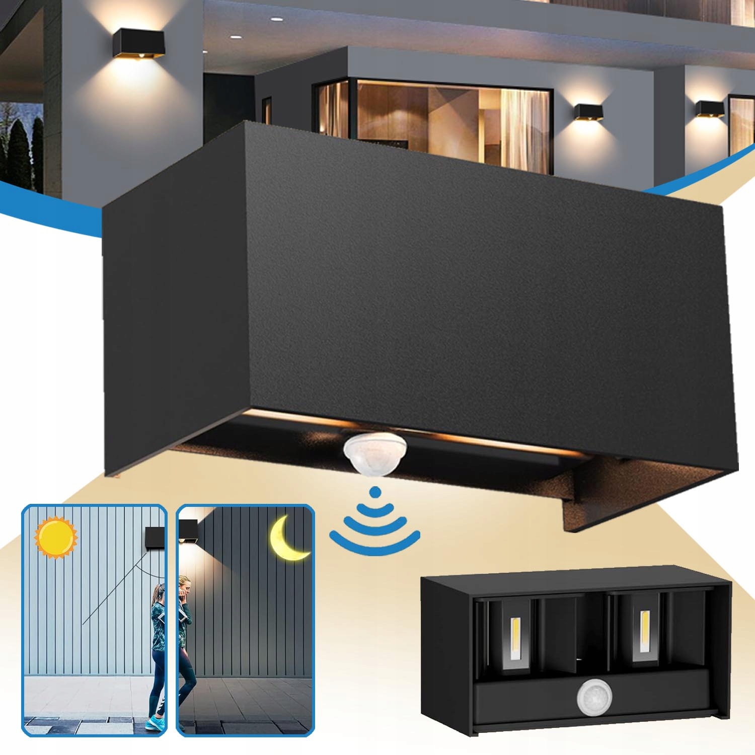 Lampa Led Z Czujnikiem Ruchu, Lampa Ścienna Do Wewnątrz I Na Zewnątrz, IP65