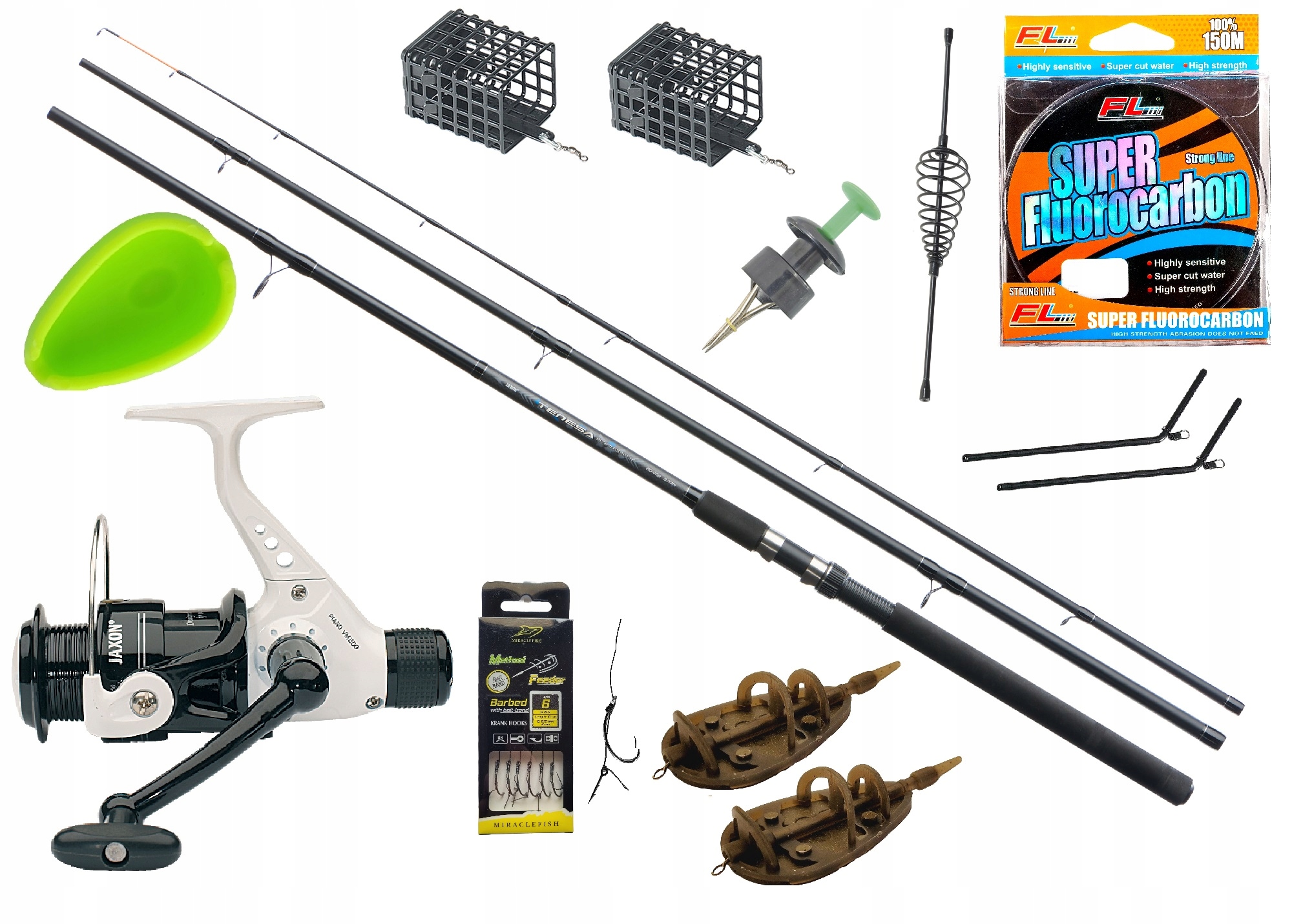 Zestaw wędkarski Gruntowy Wędka feeder Jaxon Kołowrotek Żyłka Method Feeder